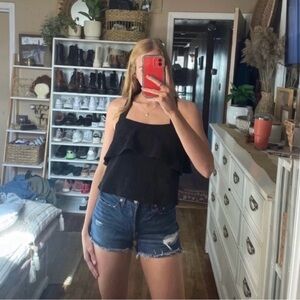 Madewell Texture & Thread Tiered Tank Top black